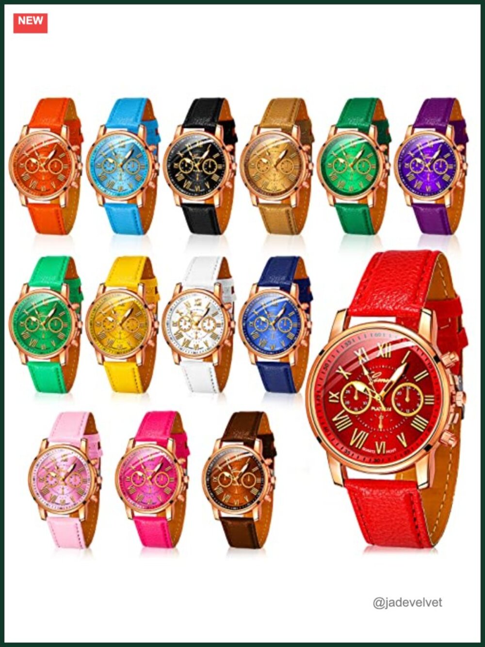 14 Pcs Assorted Unisex Quartz Watch Set Roman Numerals PU Leather Wrist Watches